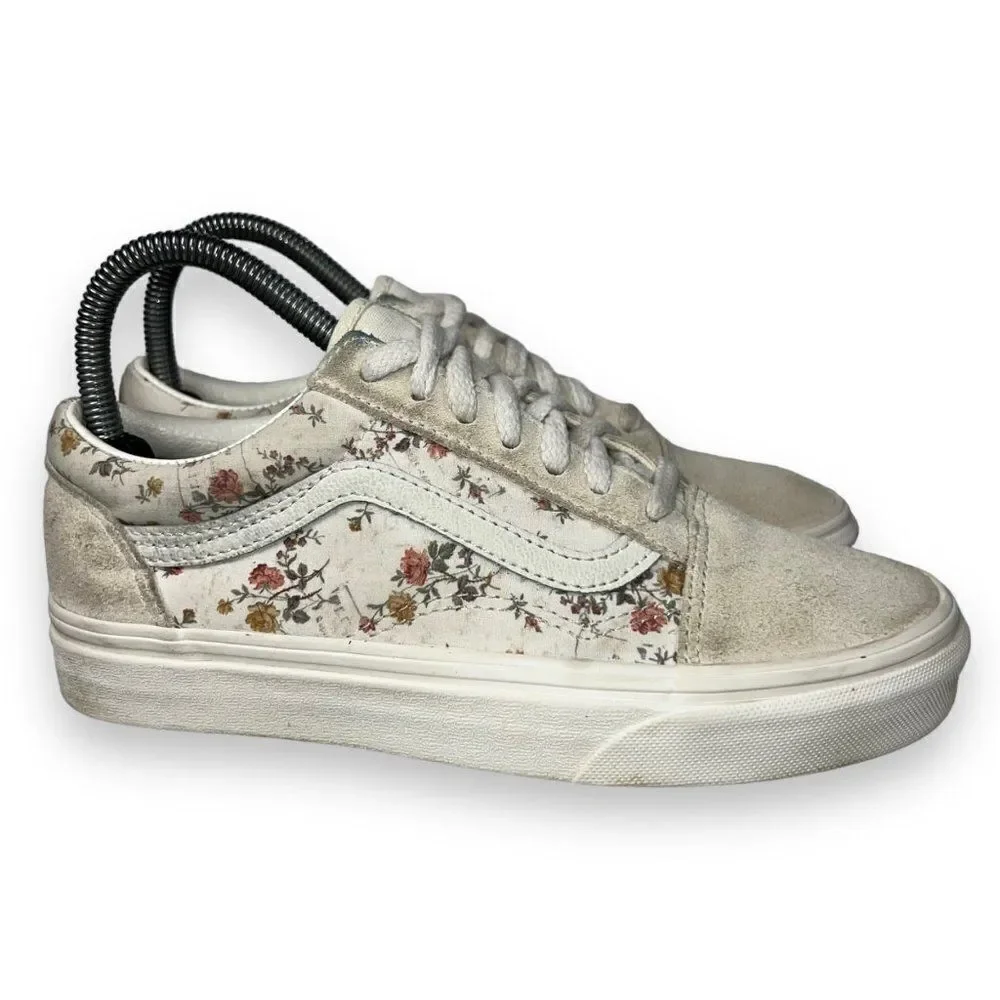 Vans Old Skool Vintage Floral Skate Shoes‎ Cream / Multicolor Women's 6